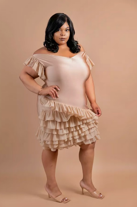 Yvonne Dress with Ruffle Tulle Appliqué